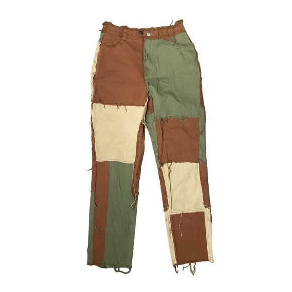 Shein Mom Fit Patched Jeans Pants Women Size M Distressed Costume Medium Cosplay - Picture 1 of 11